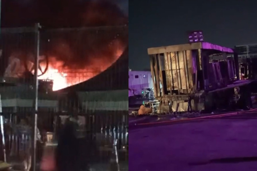Na imagem em destaque, momentos do incêndio